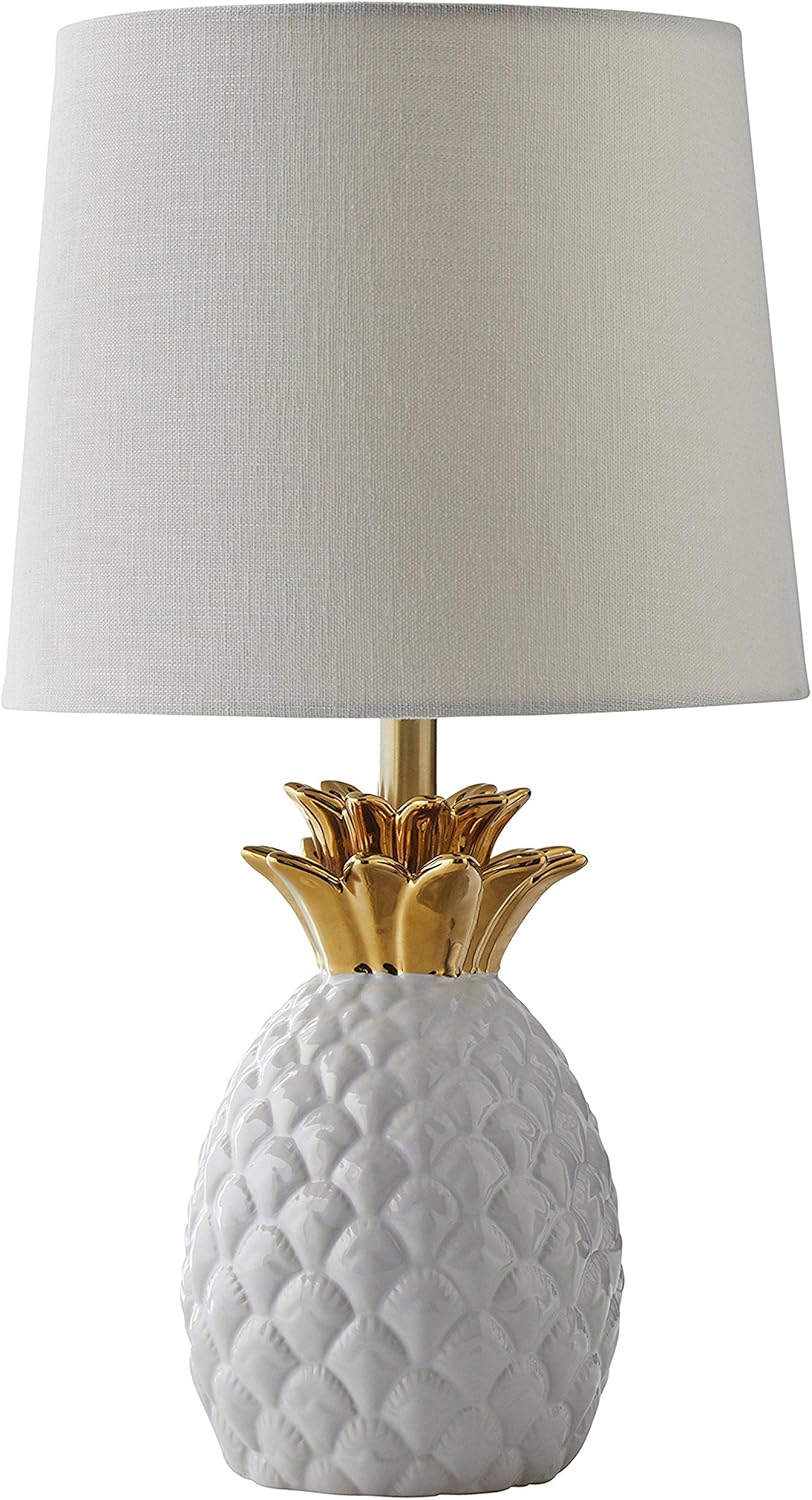 Rivet Pineapple Ceramic Table Lamp Modern 18 H White And Gold