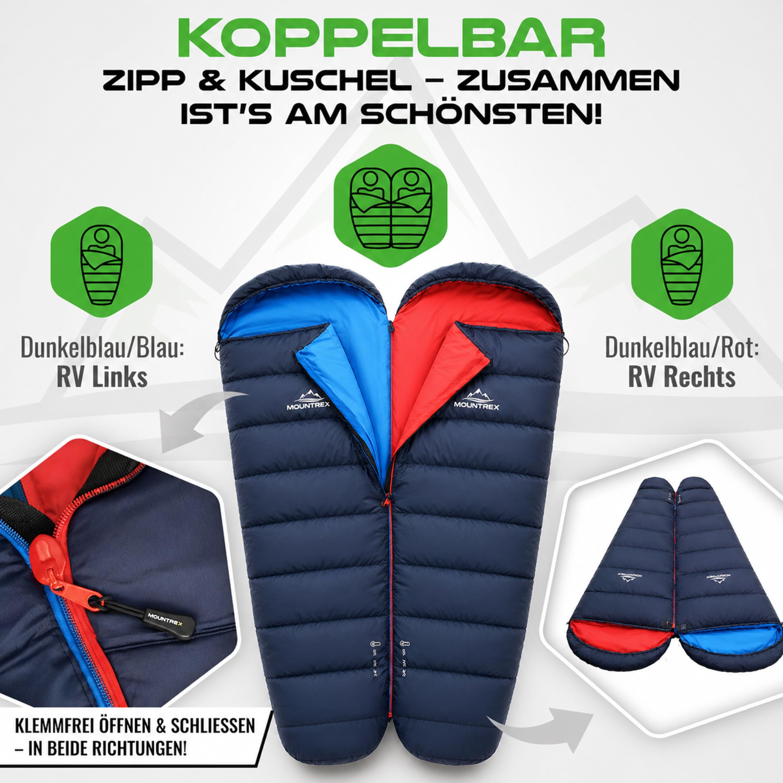 MOUNTREX Schlafsack Sommer - Sommerschlafsack Kleines Packmaß Ultraleicht 6