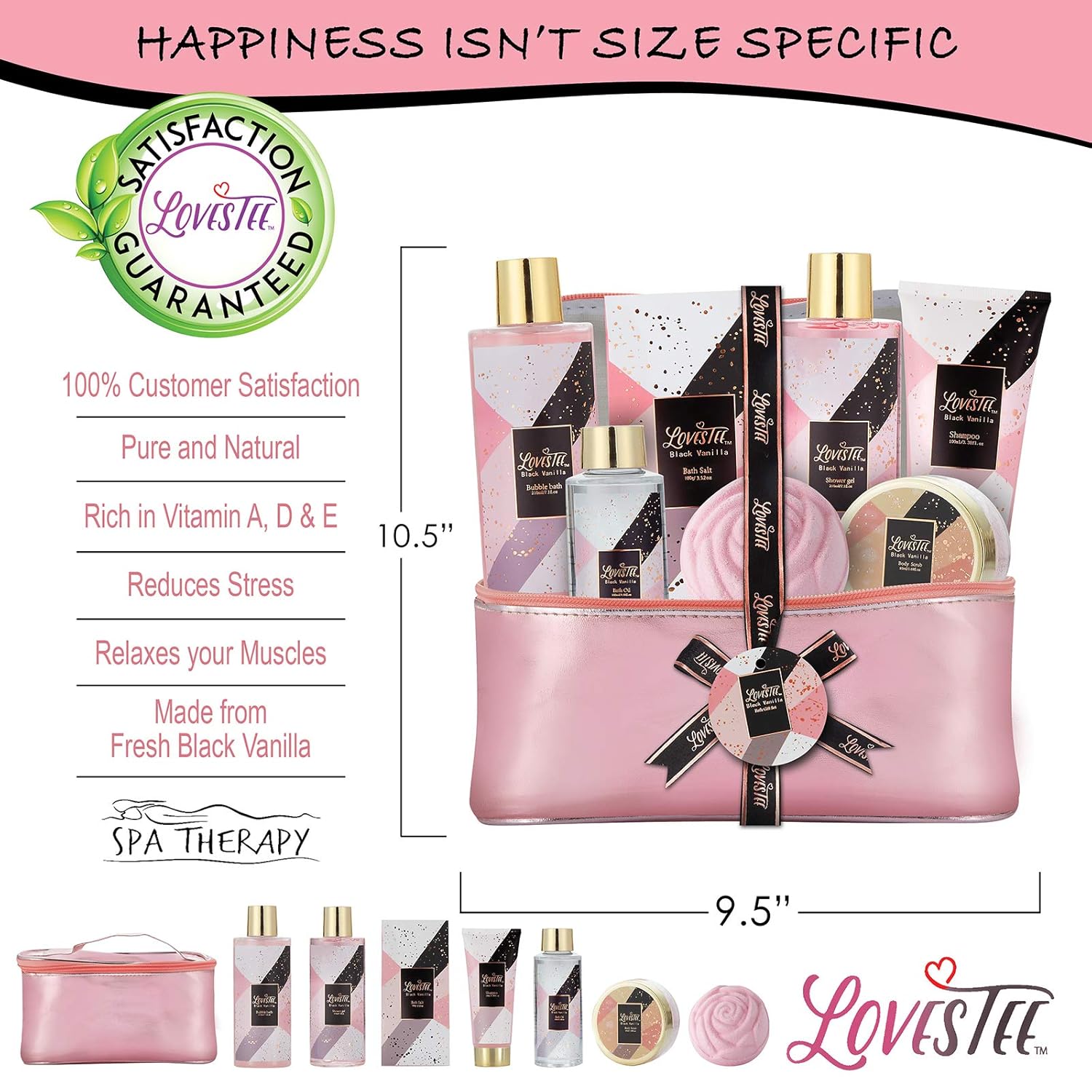 Bath & Body Spa Gift Basket for Women, Best Gift Idea for Christmas, Mother’s Day & Birthday, Black Vanilla Set Includes Bubble Bath, Shower Gel, Shampoo, Body Scrub, Message Oil, Bath Salt, Bath Bomb : Beauty