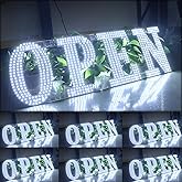 30"x10" Large LED Open Signs for Business Super Bright Unique Design White Open Sign with Hanging Installation for Window Stores Bar Hotel Retail Shops Salon Restaurant Office