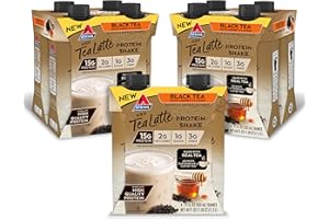 Atkins Iced Tea Latte Protein Shake, Black Tea with Honey, 15g Protein, 3g Fiber, 1g Sugar, Made with Real Tea, 12 Shakes