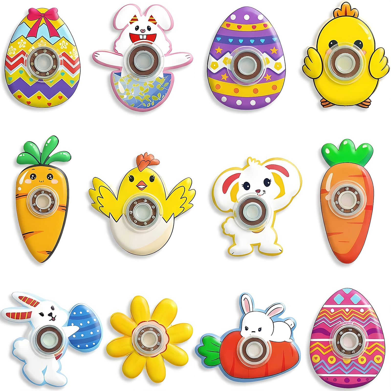 Howzcci 12 Pack Easter Fidget Spinners Toys Novelty Spinning Tops Toys for Kids Boys Girls Easter Basket Stuffers Egg Fillers Party Favors Gifts