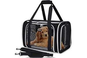 BAGLHER Pet Travel Carrier, Cat Carriers Dog Carrier for Small Medium Cats Dogs Puppies, Airline Approved Small Dog Carrier Soft Sided, Collapsible Puppy Carrier. Black