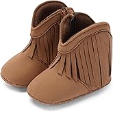 BACSAC Baby Girls Tassel Boots Zipper Infant Western Cowboy Boots Non Slip Toddler Short Boots Soft Comfort First Walker Suede Booties