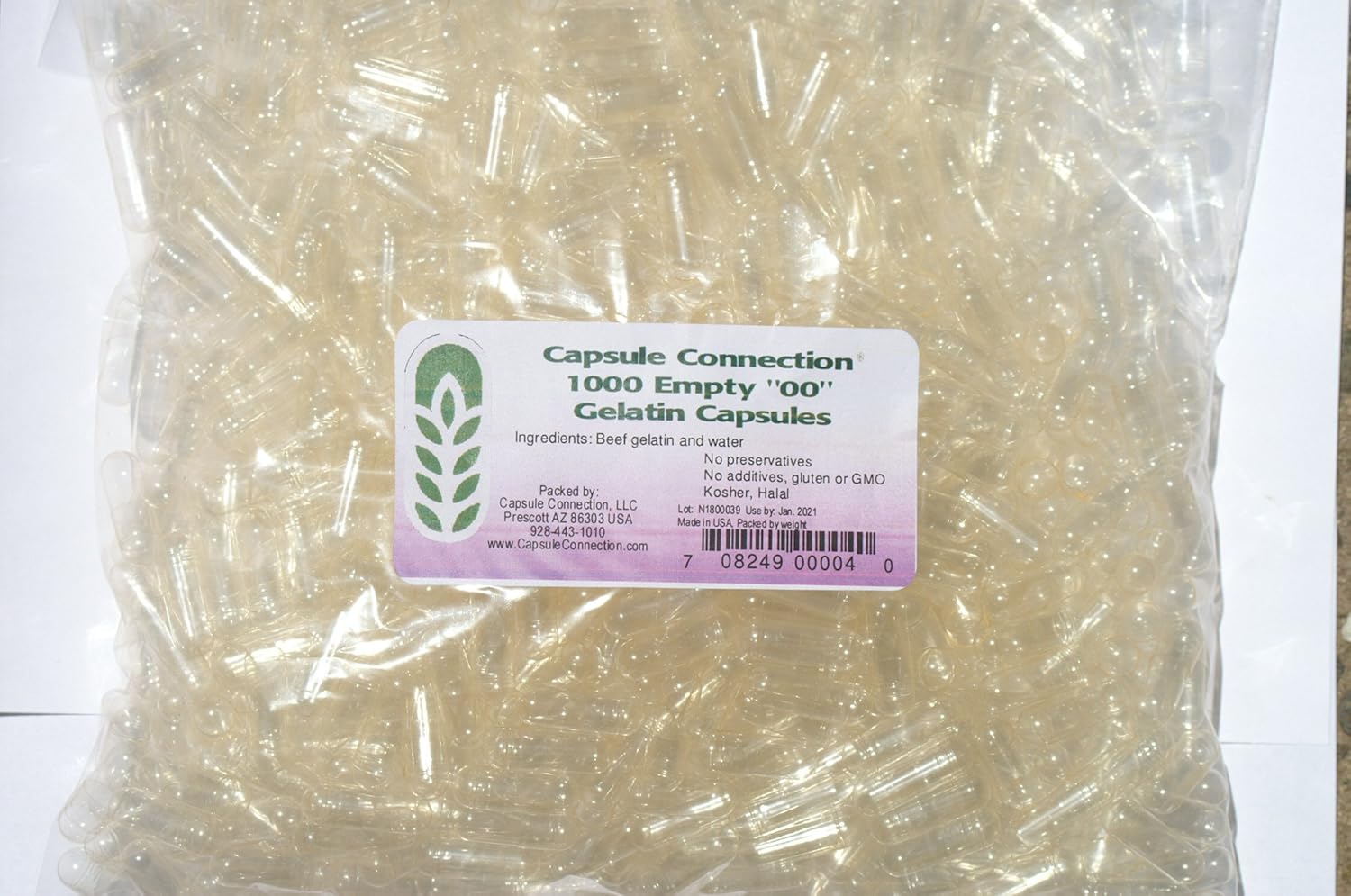 Capsule Connection 1000 Bulk Wholesale Empty Clear Gelatin Capsules,00