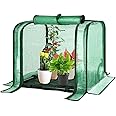 U'Artlines Portable Mini Greenhouse Small Green House with Waterproof Pad 23x13x17 Inch Plant Cover Tent for Garden Small Plants Indoor Outdoor, Green PE