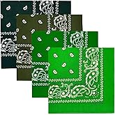 Gorgeous Island 4 Pack 100% Cotton Bandanas 22x22 inches - Multi-Purpose Square Scarfs for Men & Women, Headbands, Face Cover