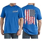 LAZYCHILD Mens American Flag Shirts: 4th of July T-Shirt USA Flag Patriotic Short Sleeve Memorial Day Tops