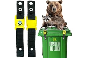 CRITTER CLIP LLC Critter Clips The Original Trash Can Locks for Animals, Easy to Install Bear Proof Trash Can Lock for Outdoor, Heavy Duty Raccoon Proof Garbage Lid Straps with Strong Buckles for Tight Closure, 2PCS
