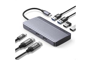Anker 7-in-1 USB-C Hub, Dual Monitor USB C Docking Station, Dual HDMI Display, 85W Max Output, 10Gbps Data Transfers for Dell XPS, ThinkPad T14 Gen2 and More | 85W Max PD, 1 USB-A 10Gbps and 3 USB 2.0 Data Ports, Dual 4K HDMI, for Dell XPS, ThinkPad T14 Gen2 and More