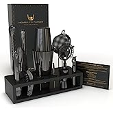 Highball & Chaser 13-Piece Gunmetal Black Stainless Steel Boston Cocktail Shaker Bar Tool Set with Mixology Bartender Kit Accessories