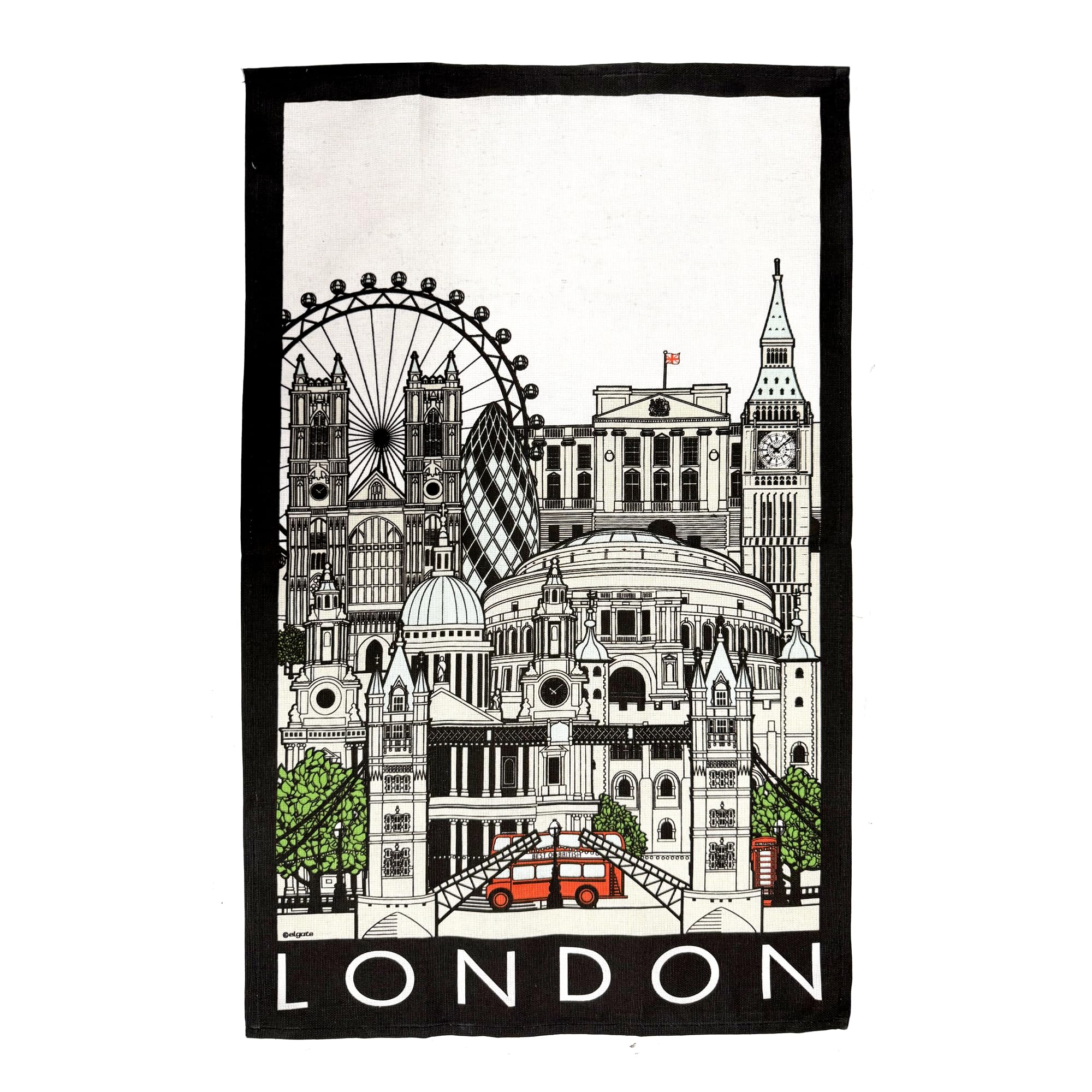 London Landmarks Tea Towel Souvenir Gift Cityscape Collage Montage St Pauls New