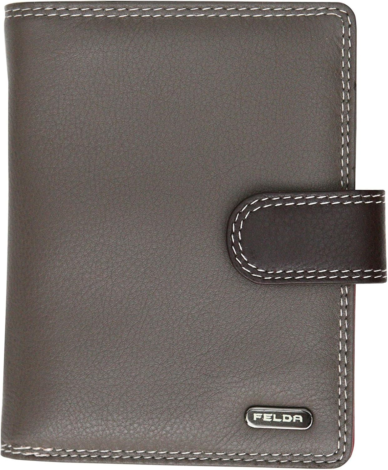 Felda Ladies Genuine Leather Medium Purse - RFID Protection and 9 Card Slots, Mushroom Multi