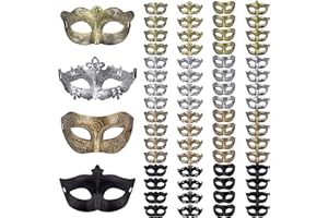 FEQO 64 Pcs Vintage Antique Masks Venetian Masquerade Masks Masquerade Party Mask for Costumes Holloween Cosplay Party Ball