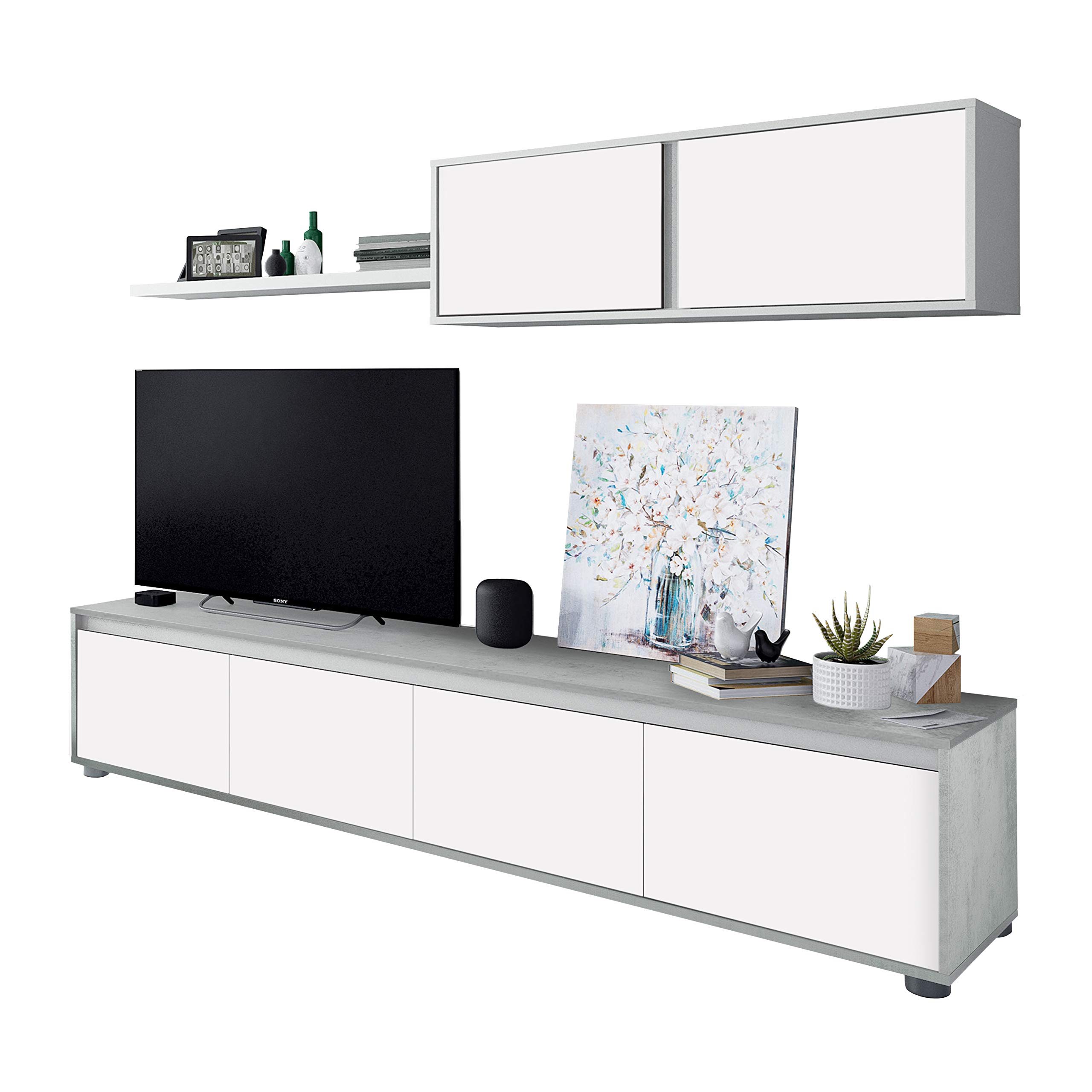 Mueble-de-Salon-Moderno-Modulos-de-Comedor-Modelo-Alida-Acabado-en-Blanco-Artik-y-Gris-Cemento-Medidas-200-cm