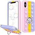 Joyleop Purple Bubble Case for iPhone X/XS Fidget Design Unique Silicone Cute Fun Cover Girly Fashion Girls Boys Kids Cases,Funny Kawaii with Metal Ring Buckle for iPhone X/XS 5.8"