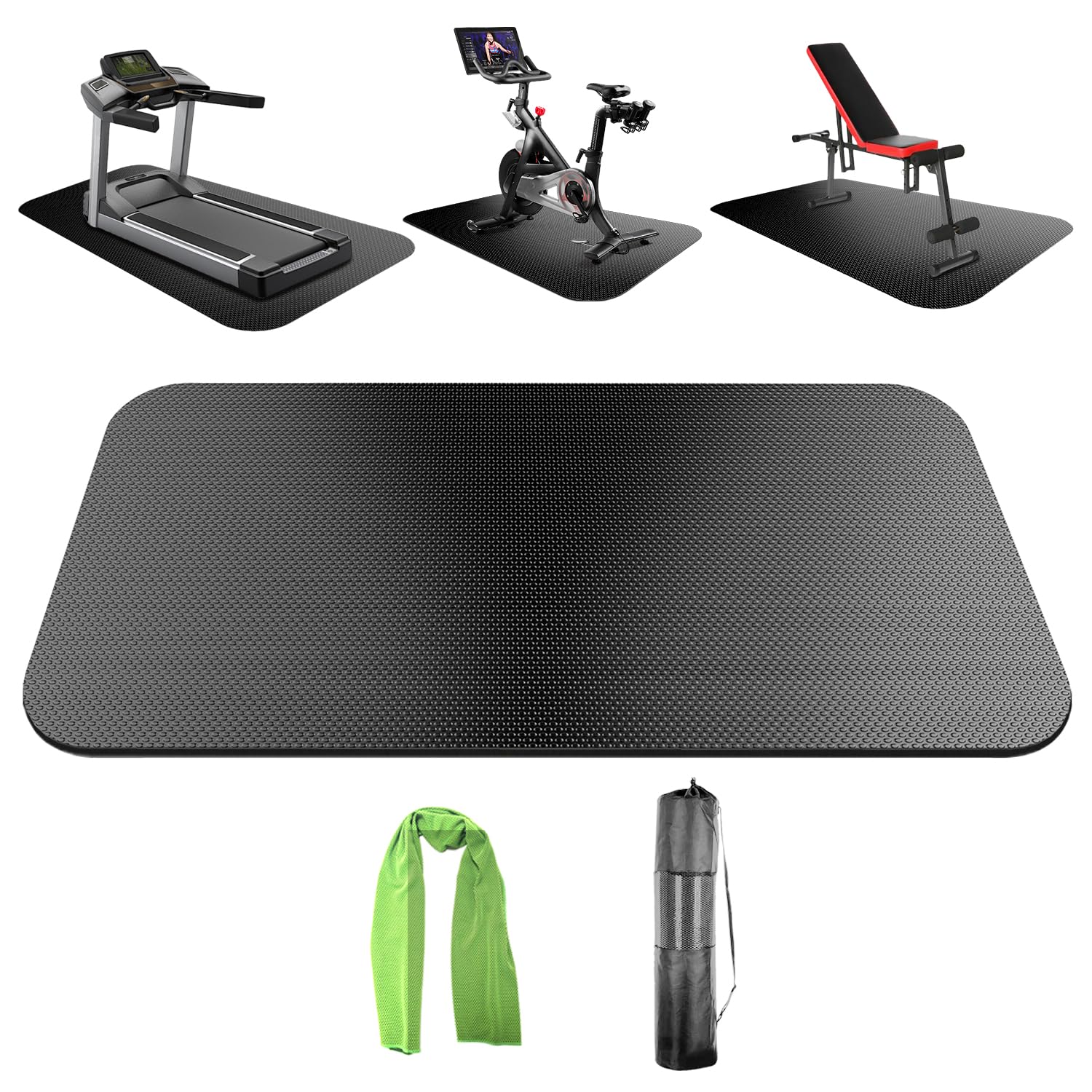 TONINT Multi-Sport Exercise Mat, 47.3" x 23.6", Treadmill, Bike, Elliptical, Rowing, Gym