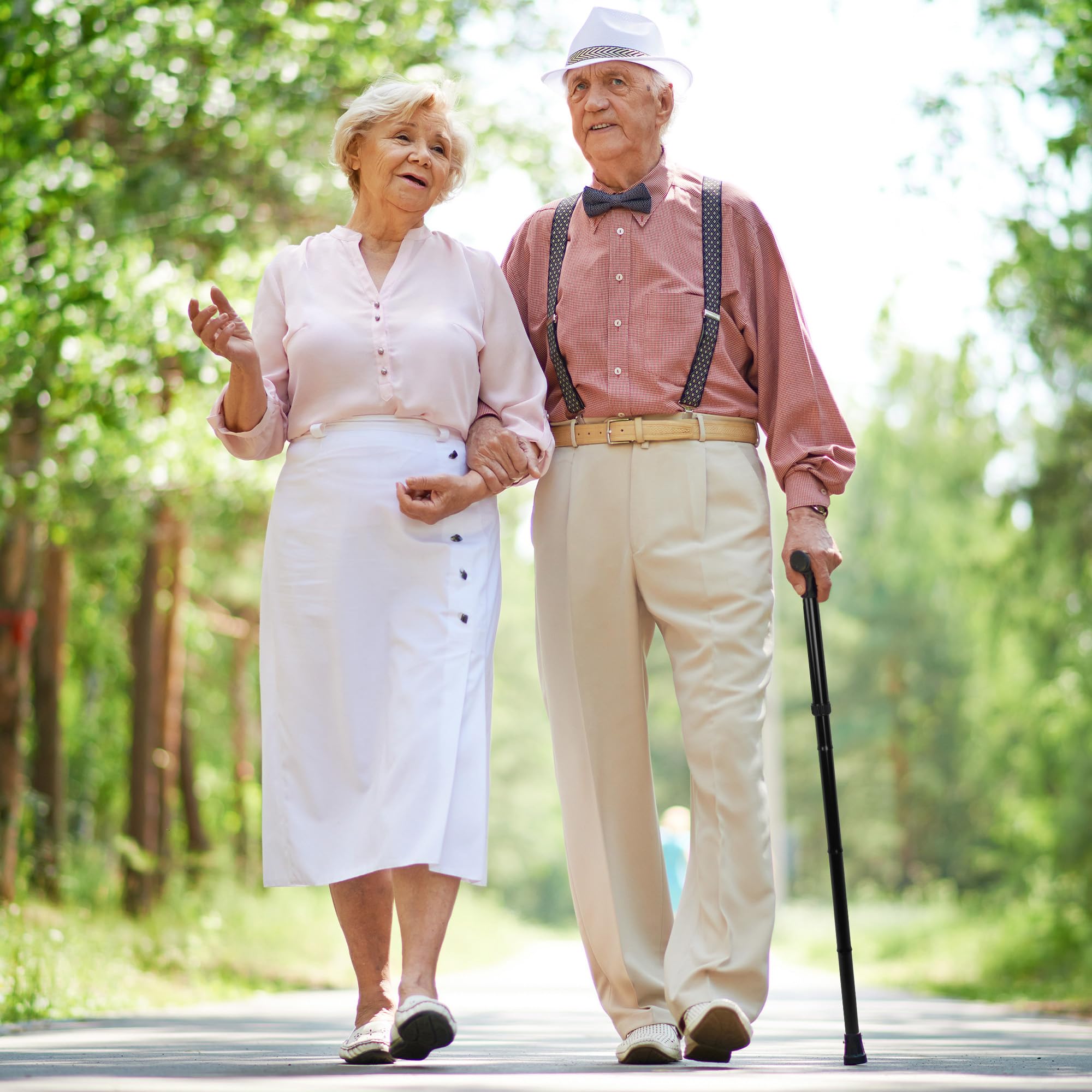 FSA/HSA Eligible, Vaunn Medical Easy Grip Height Adjustable Folding Cane/Walking Stick with Strap/Pouch- Compact, Portable, and Safe Walking Assistant- Non-Slip Grip Handle- Men, Women, Elderly
