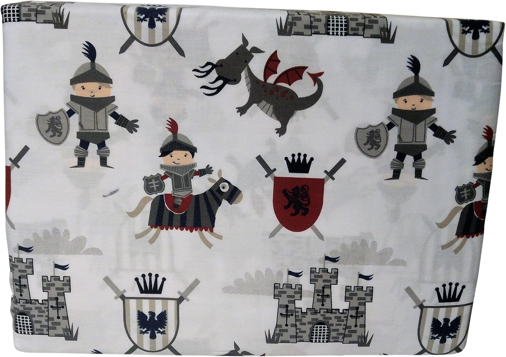 Authentic Kids Medieval 4 Piece 100% Cotton Sheet Set (Knights, Castles, Dragons & Shields) (Full)
