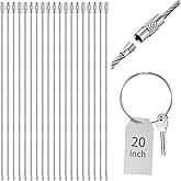 20 Pack 20 Inch Large Wire Keychain Cable Heavy Duty Stainless Steel Hanging Extension Cords with Screw Clasp 2mm Twist Barrel for Key Luggage Tags Hanging Lamp Climbing Plant 6 Inch Diameter