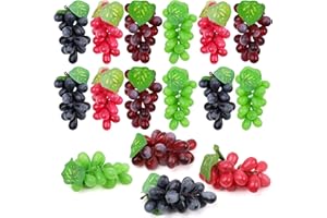Folmywy 16 Pack Artificial Fake Grapes Simulation Faux Grape Bunches Black Purple Red Green Realistic Rubber Fruits Decoratio