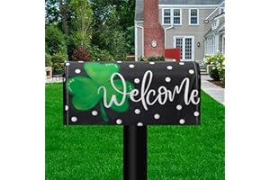 KORHLEOH St. Patrick's Day Shamrock Clover Mailbox Cover - Mailbox Wraps Holiday Outdoor Decoration Standard Size 21" X 18"