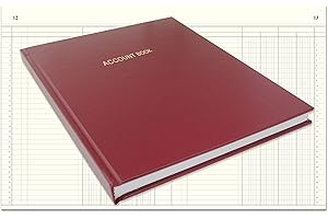 BookFactory Account Book Ledger Book Accounting Notebook (4 Column Four Columns Columnar Book Format) - 96 Pages, 8'' x 10'', Burgundy Cover, Section Sewn Hardbound (Made in USA)