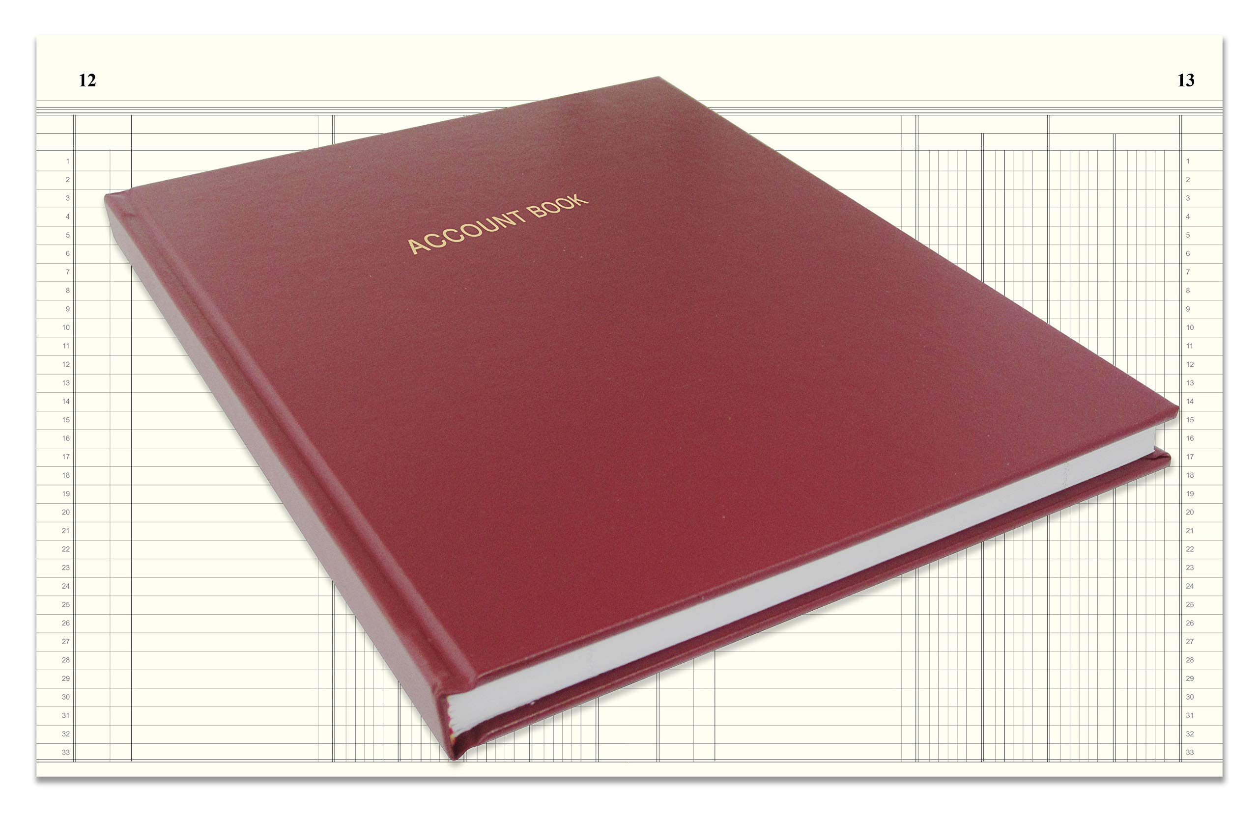 BookFactory Account Book/Ledger Book/Accounting Ledger/Account Notebook (4 Column Columnar Book Format) - 96 Pages, 8" x 10", Burgundy Cover, Section Sewn Hardbound (ACT-096-S4CM-A-LMT16)