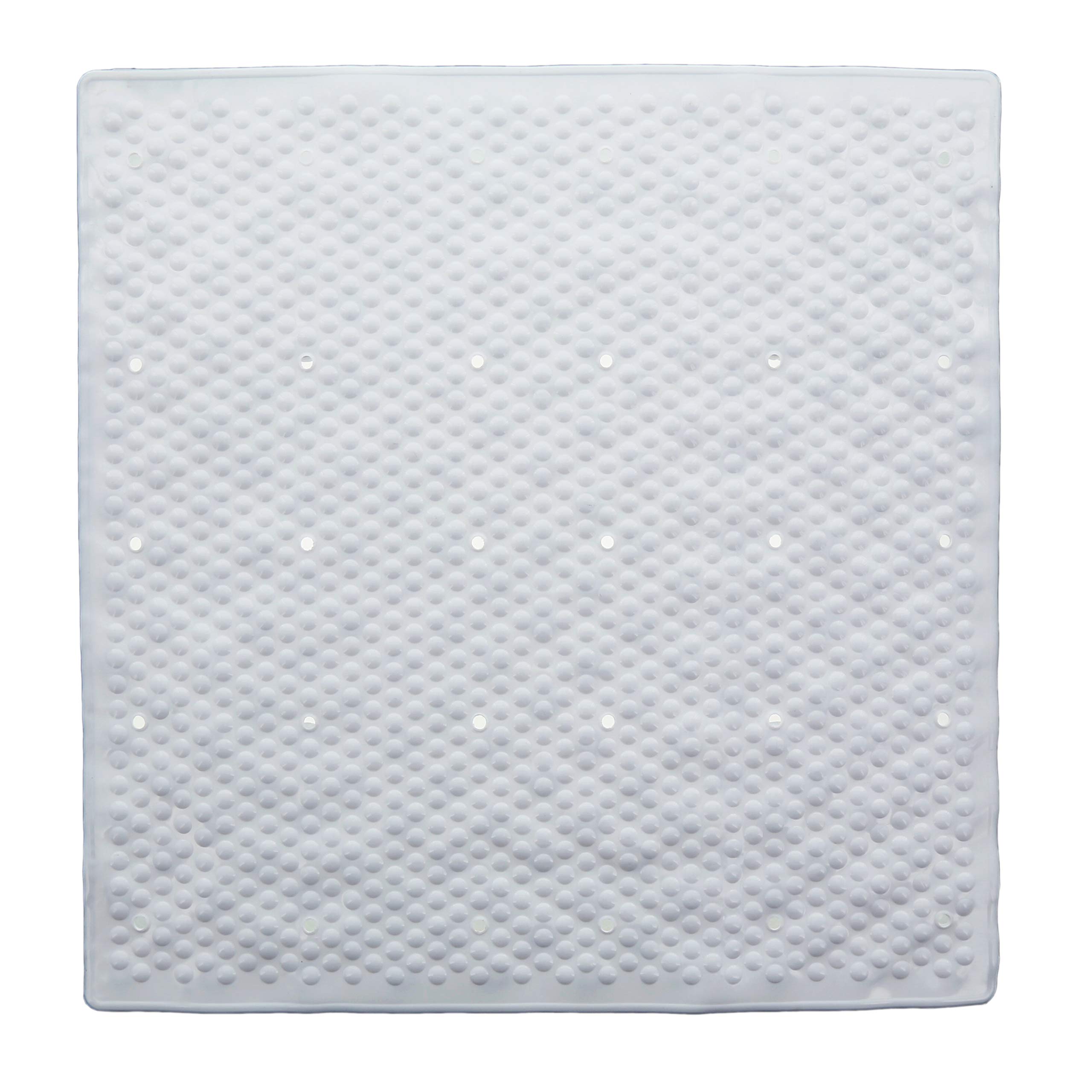aztex PVC Non-Slip Shower or Bath Mat with Suction Cups and Drainage Holes, Slip Resistant Shower/Bath Tread, Made from PVC - Shower Mat, White