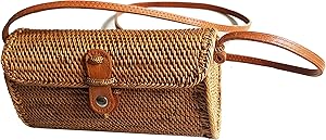 Rattan Nation - Rattan Basket Clutch With Shoulder Strap, Woven Rattan Bag