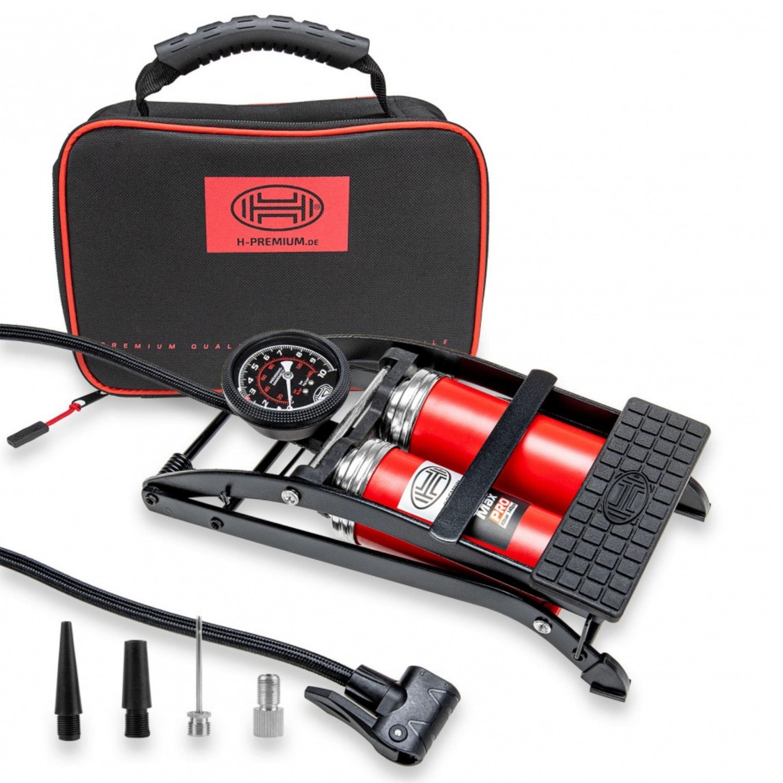 HEYNER Premium Double Barrel Foot Air Pump With Manometer 10 Bar 140PSI Pedalmax… 225000