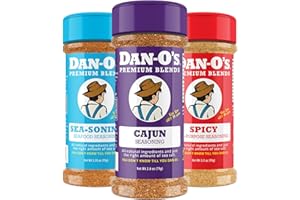 Dan-O's 3 Bottle Seasoning Set, Small Bottles, 3 Pack, Includes Spicy, SEA-soning and Cajun Seasonings, Sugar Free, Zero Calorie, Use this Seasoning Kit on Meat, Seafood or Jambalaya