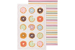 Jubilee Danica Kitchen Cloths - 2 Count Cotton Dishtowels, Multi-Colored Geometric