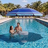 Briwooody Floating Pool Umbrella Outdoor, Novel Styles, Blue Stripes, 5 ft | Sunshade Umbrella for Inside of Pool with Portable Floating Table, Summer Supply for Swimming, Pools, Beach, Lakes