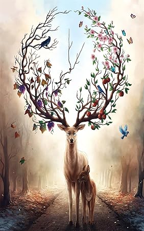 Yobooom Jigsaw Puzzle Holz Puzzle 1000 Teile Mutter und Kind Hirsch Deer Art Erwachsene