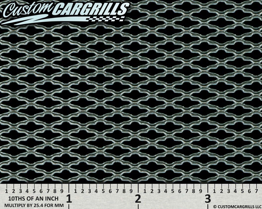 customcargrills 12"x48" Oval ZigZag Grill Mesh Sheet - Silver - Shipped Flat, 0.15 x 0.39 inch hole opening, 0.076" thick raw Aluminum, Made in USA