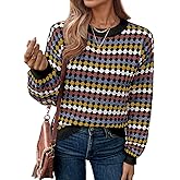 EVALESS Women's Sweaters Fall Fashion 2025 Long Sleeve Polka Dot Top Cowboy Chic Pullover Sweaters Colorblock Outfits