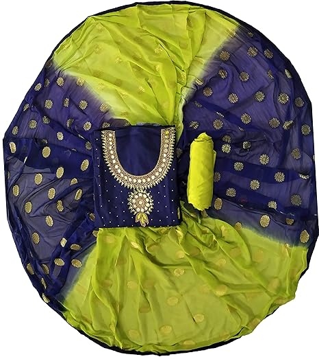 Blue Wish Womens Chanderi Cotton Semi-stitched Salwar Suit