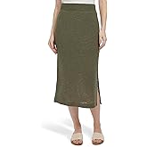 Andrew Marc Womens Mid Rise Side Slit Basic Skirt