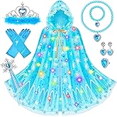 Jeowoqao Princess Dress up for Girls 4-6, Light up Princess Cape with Crown Gloves Princess Toys for Girls 3-6 Halloween