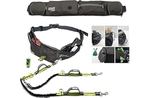 TAKSIN The Ultimate Hands Free Two Dogs Double Leash System for Walking Running Hiking Training, Reflective Bungee Leash, Treat Holder, Poop Bag Dispenser Small Medium Large Dogs (Grey Deluxe Pack)