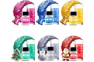 ERCORART Edible Glitter - 6 Colors Luster Dust Edible, Food Grade Cake Decorating Shimmering Glitter for Drinks, Powder Glitter for Fondant, Chocolate, Candy, Cookie- 3g, Vegan