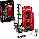 LEGO Ideas Red London Telephone Box Model for Adults, London Phone Booth and Cell Phone Holder for Build and Display, Creativ