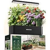 SUNCOZE Hydroponics Growing System, Compact 12 Pods Indoor Garden, Black | Dimmable LED Grow Light, 4L Water Tank with Quiet Pump, Adjustable Height Herb Garden Planter Indoor Kit, Gardening Gifts