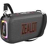 ZEALOT Bluetooth Speaker, 60W(Peak) Speaker Bluetooth Wireless, Portable Outdoor Speakers IPX6 Waterproof, Stereo Loud Sound with Deep Bass,Dual Pair/BT5.3/EQ/TF/AUX, for Pool/Party/Travel