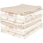 KAF Home Assorted Flat Kitchen Towels | 100% Cotton - 18 x 28 inches | Ultra Absorbent Soft Dish Towels | Perfect for Cooking, Cleaning, and Drying Hands (Beige, 10 Pack)