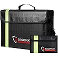 ROLOWAY Large (17 x 12 x 5.8 inches) Fireproof Bag with Reflective Strip, Fireproof Document Bags, Fireproof Money Bag, Water Resistant Fireproof Safe Bag for Documents and Valuables Storage