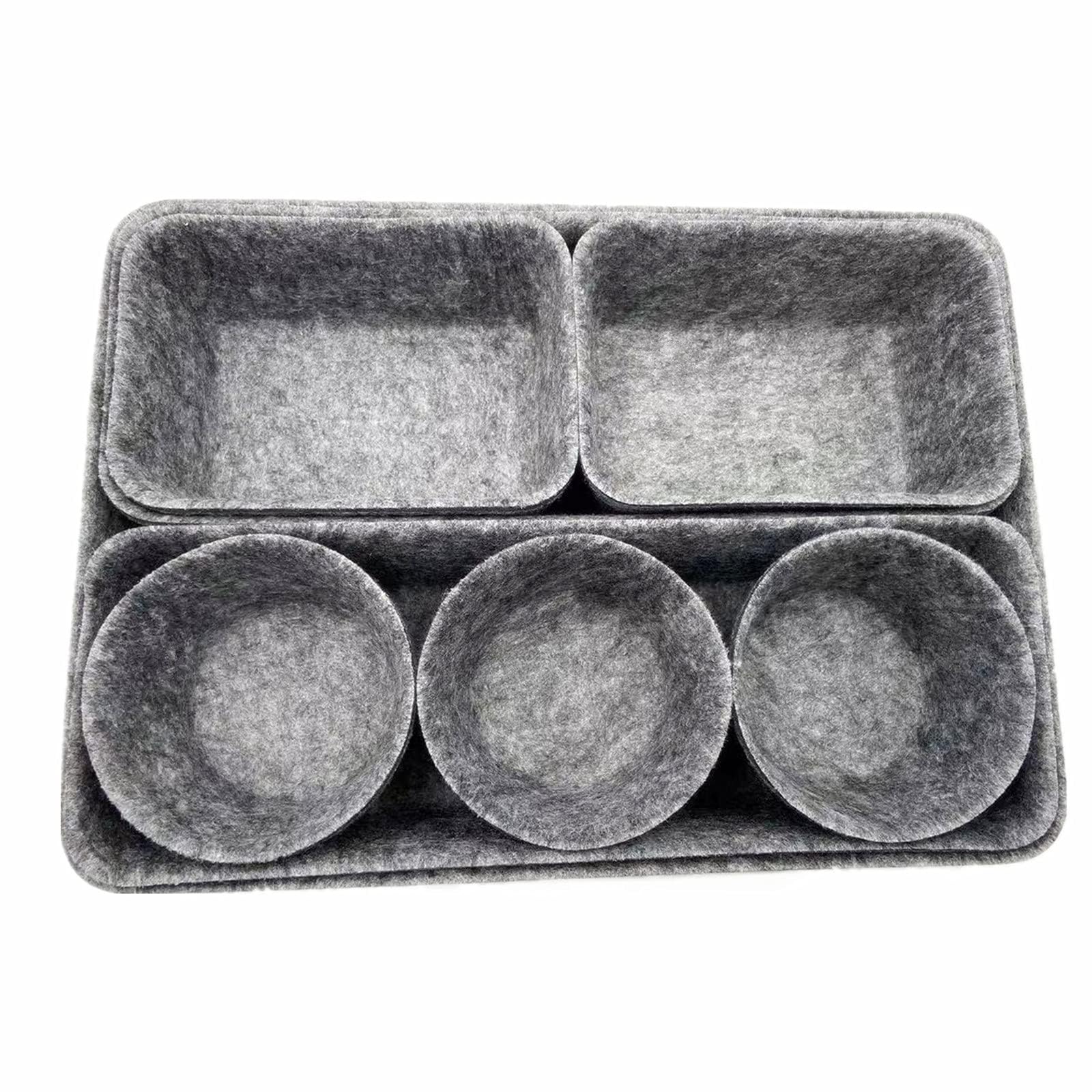 Ruimou Desk Drawer Organizer, felt Drawer Organizers Foldable Drawer Dividers Separators Storage Container for Makeup, Jewelries, Utensils in Bedroom Dresser, Office and Kitchen(8pcs/Set) (Dark gray)