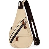 HuxFam Canvas Sling Bags Crossbody Sling Backpack for Men Women Chest Bags Small Hiking Travel Shoulder Daypack