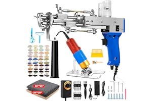 Vehipa Rug Tufting Gun with Carpet Trimmer Kit - 2 in 1 Cut Loop Pile Tufting Gun with Tufting Shears, Tufting Cloth, Yarn, Brushes, Scrapers for DIY Rug Making